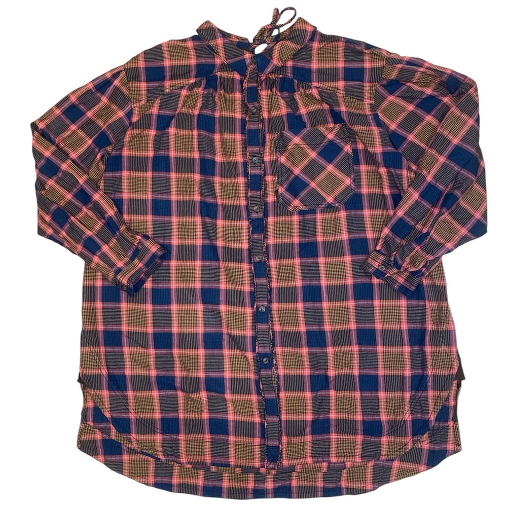 We The Free Plaid Mini Dress - Pink and Blue